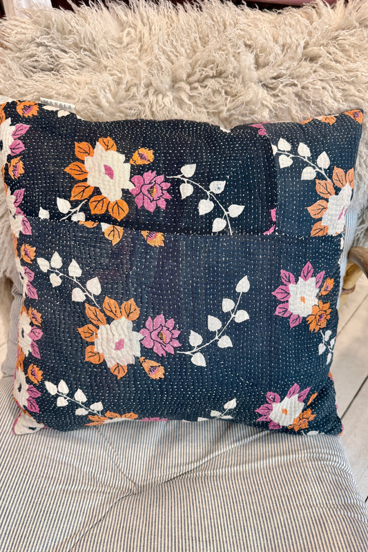 Kantha Pude 45x45 blomst