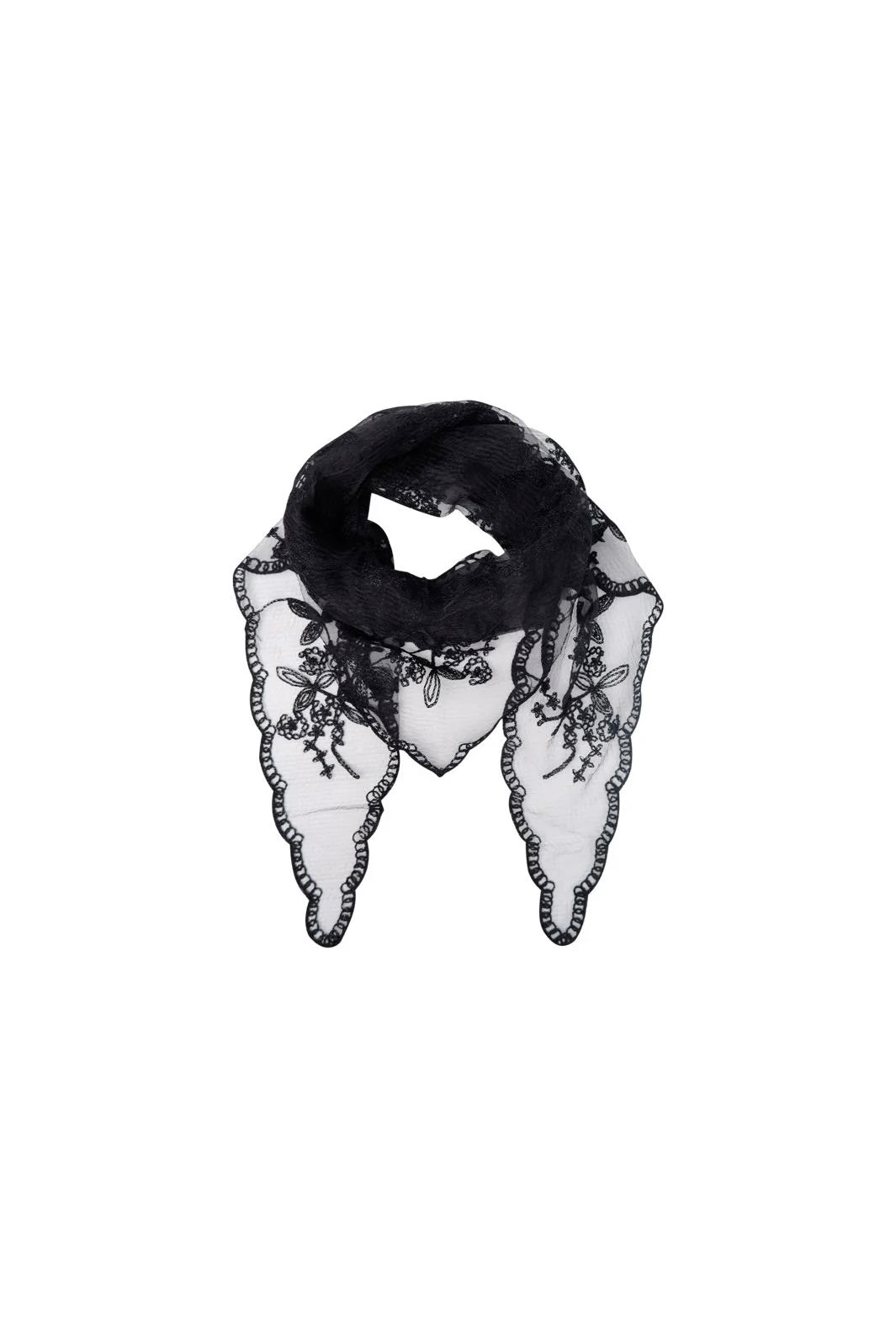 Miriana Triangle Lace Scarf Black