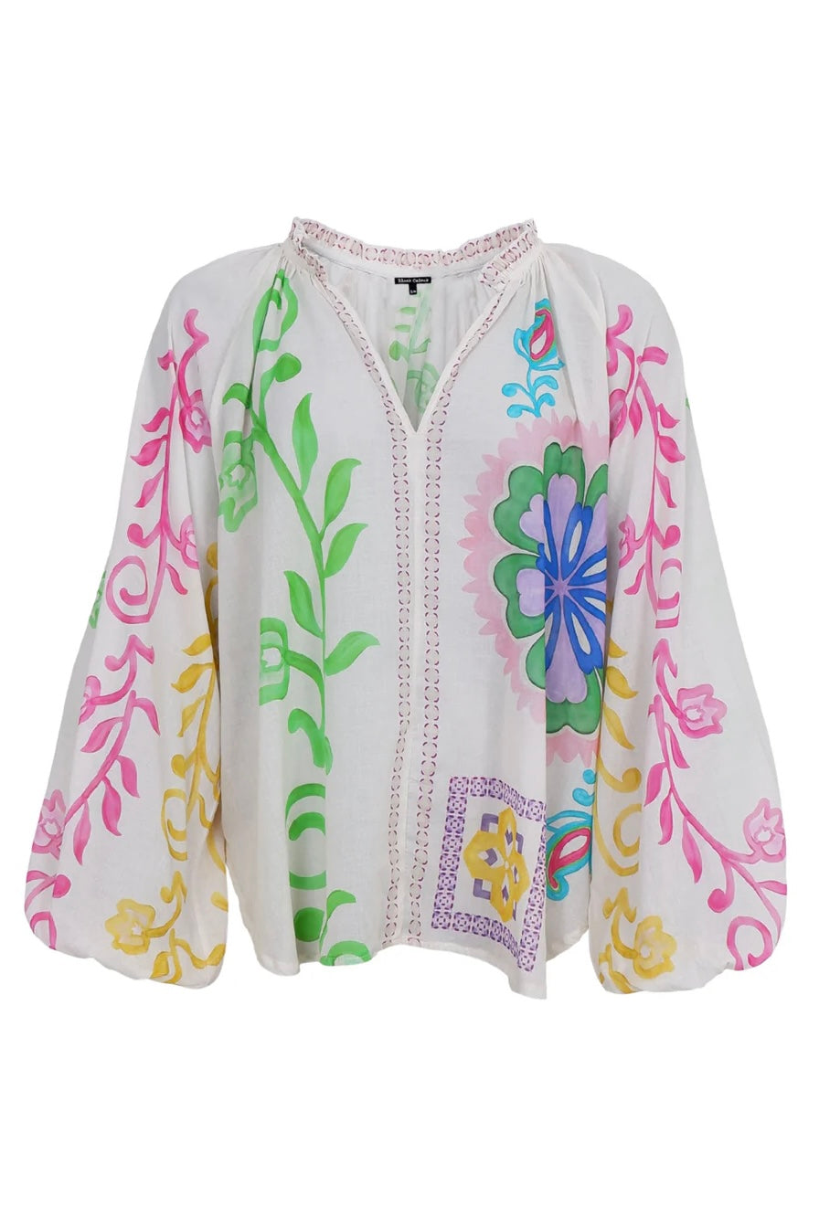 Sun Blouse White Flower
