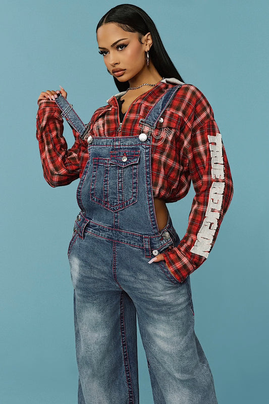 Denim Baggy Overall Sunflower Glow