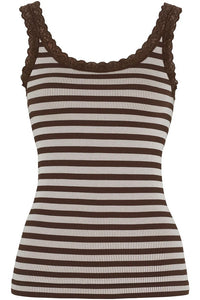 Isa Stripe Rib Top Choko/White