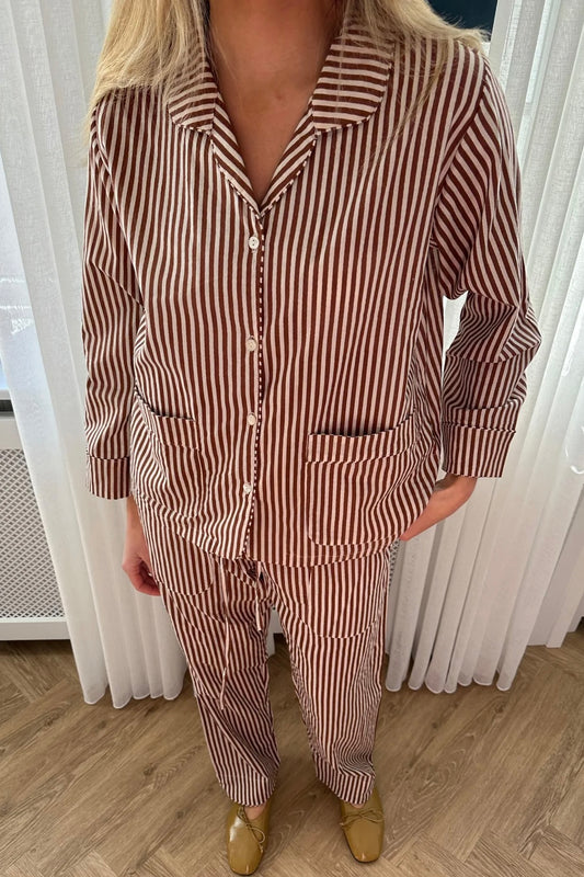 Nuit Pyjamas Set Brown Stripe