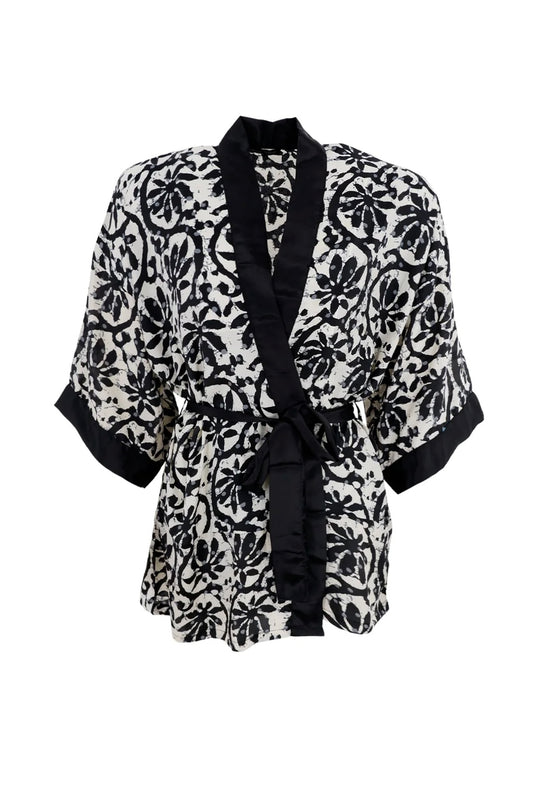 Luna Short Kimono Black Lily