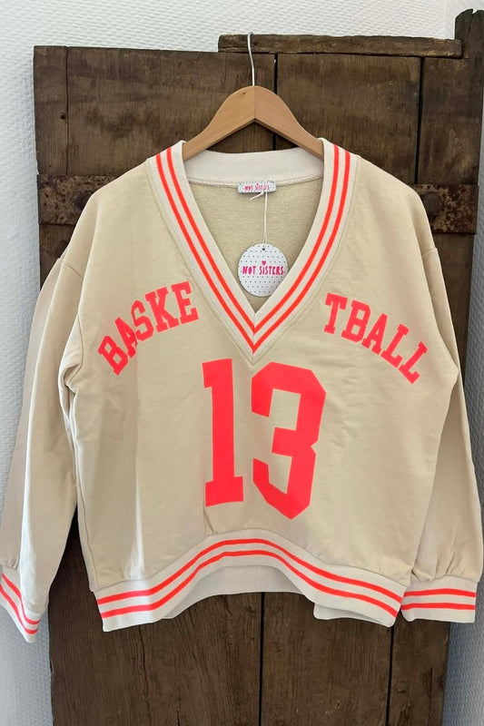 Basket Sweatshirt Beige/ Coral