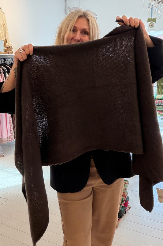 Tørklæde oversized brun