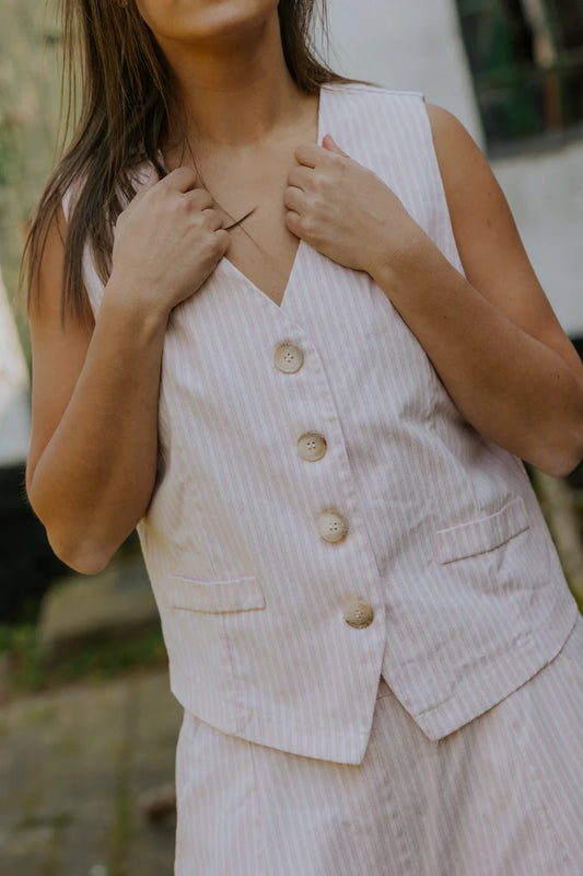 Veronica Vest Pink Striped