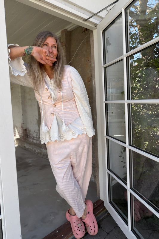 Veronica Vest Pink Striped
