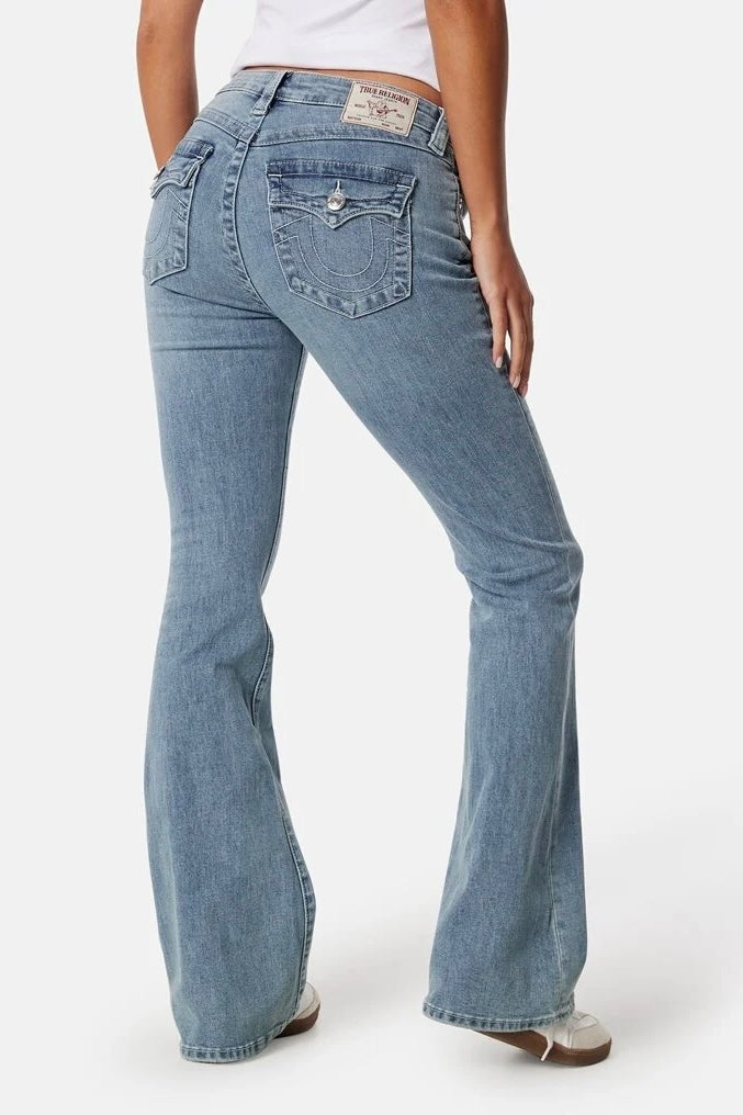 Becca Mid Rise Bootcut Flap Light Wash