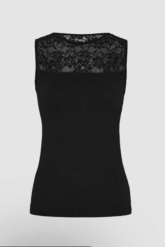 Nancy Rib Top Black
