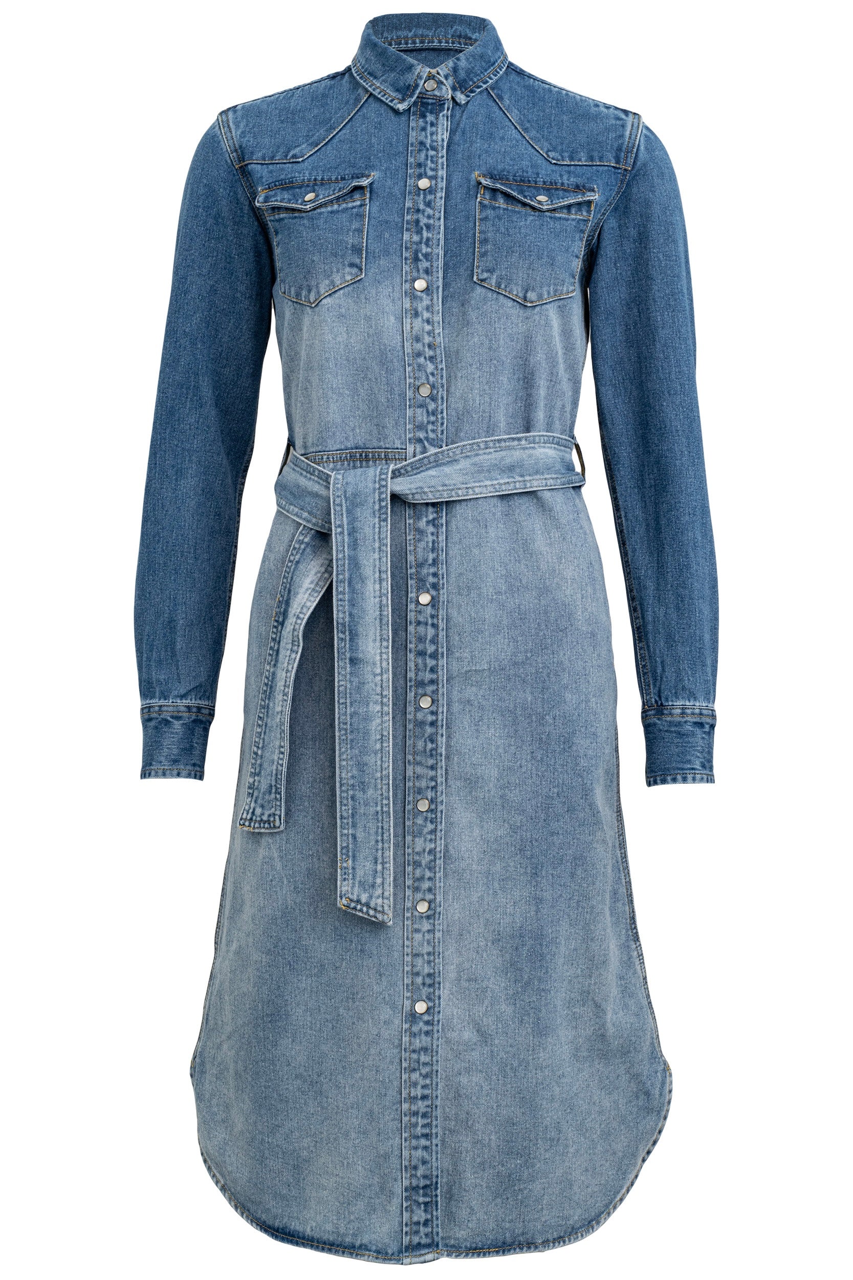 Faded denim dress