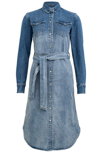 Faded denim dress