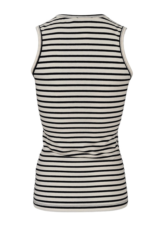 Tea Rib Top Sort/ Hvid