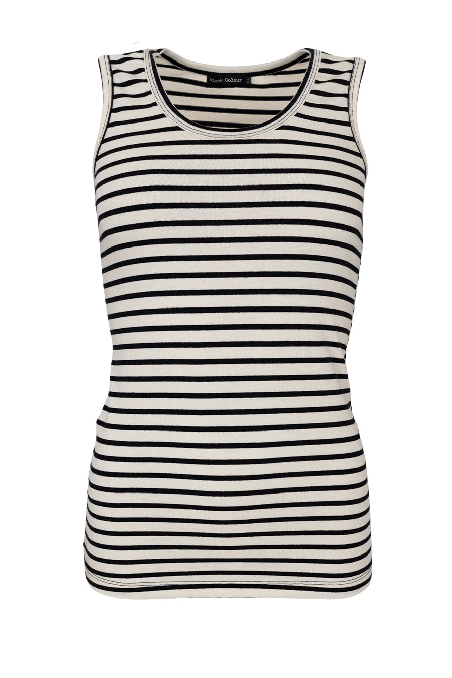 Tea Rib Top Sort/ Hvid