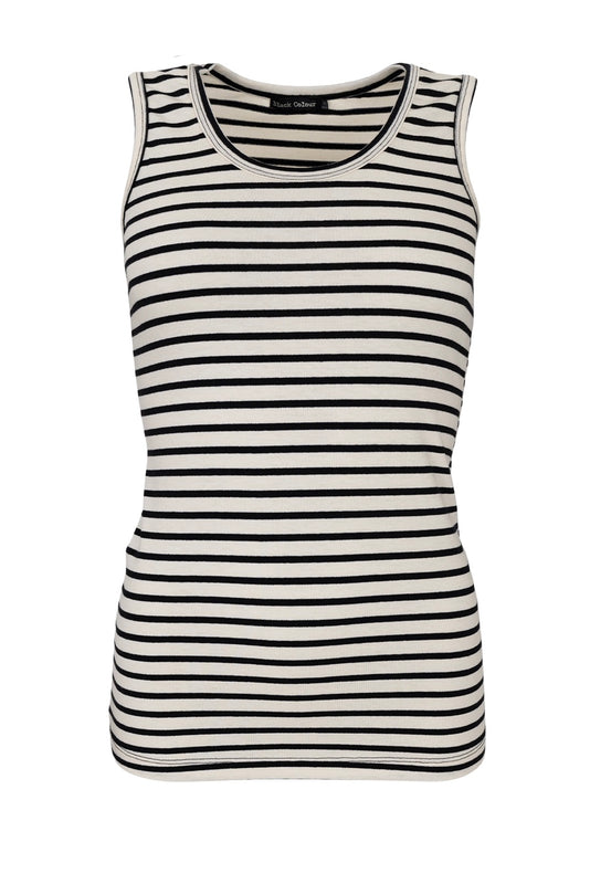 Tea Rib Top Sort/ Hvid