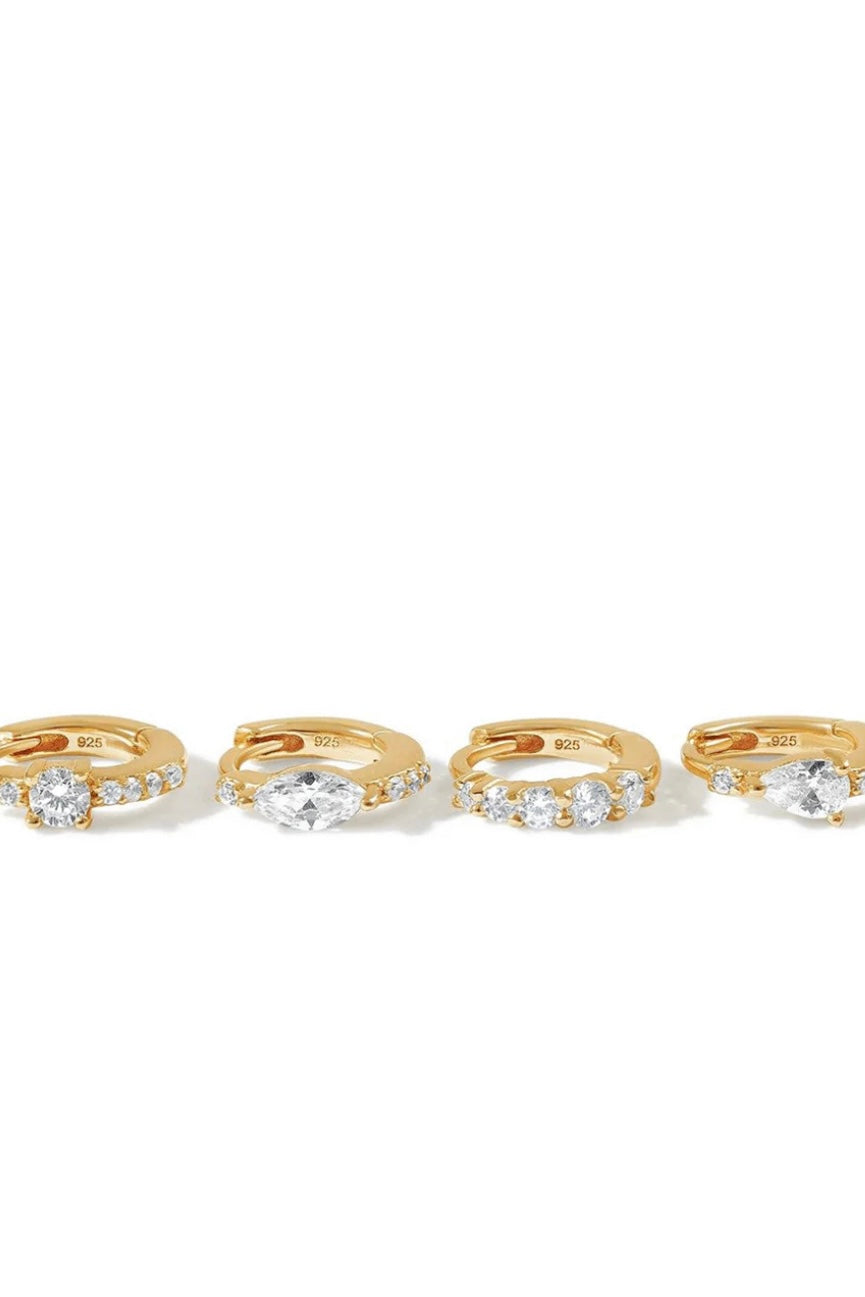 Zirkonia - 18 karat belagt sterlingsølv - 4 stk.