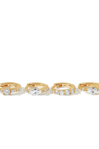 Zirkonia - 18 karat belagt sterlingsølv - 4 stk.