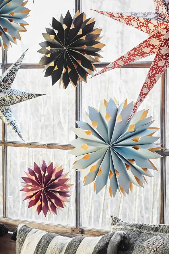 Papir stjerne m/lys Blå