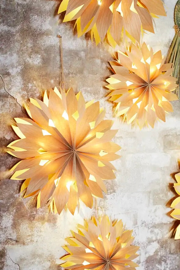 Papir stjerne m/lys Natur