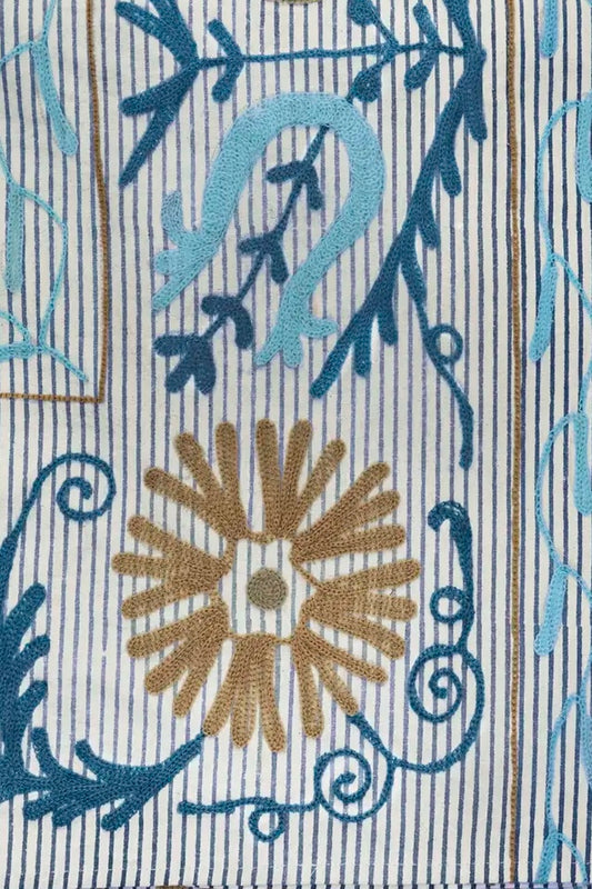 Suzani bomulds tæppe blå