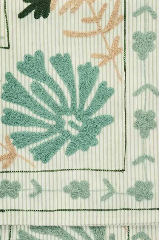 Suzani bomulds tæppe grøn