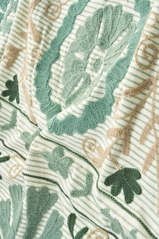 Suzani bomulds tæppe grøn