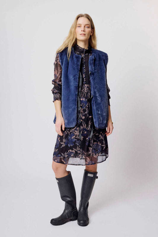 Queen Dress Blue Print