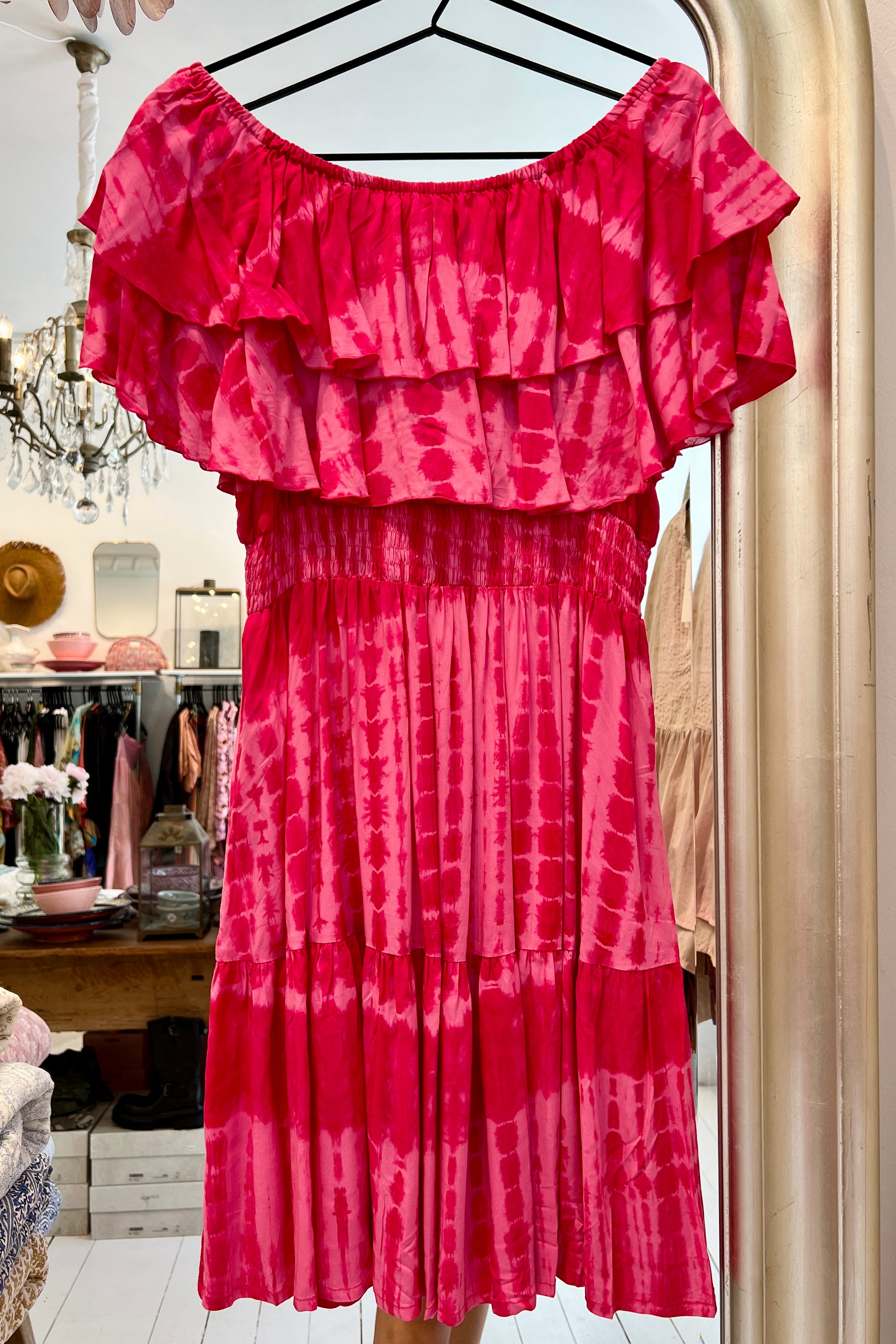 Bamboo Dress Short Pink Batik