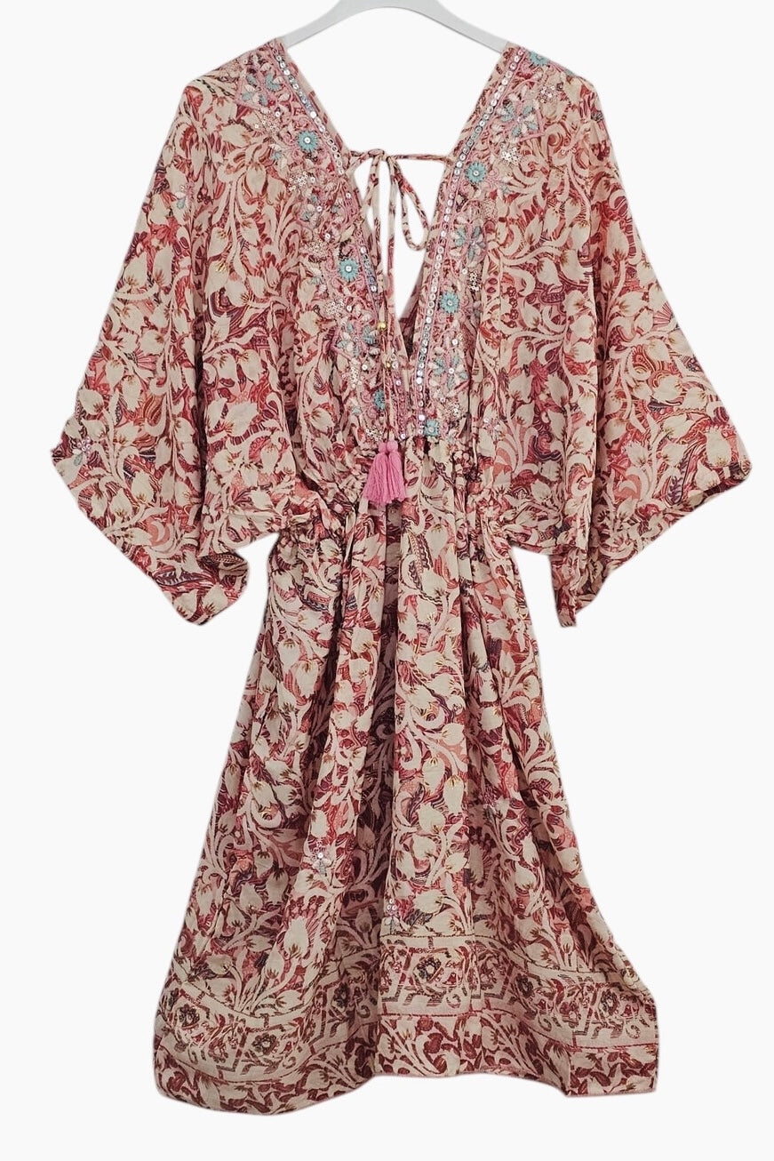 Silky short dress rose