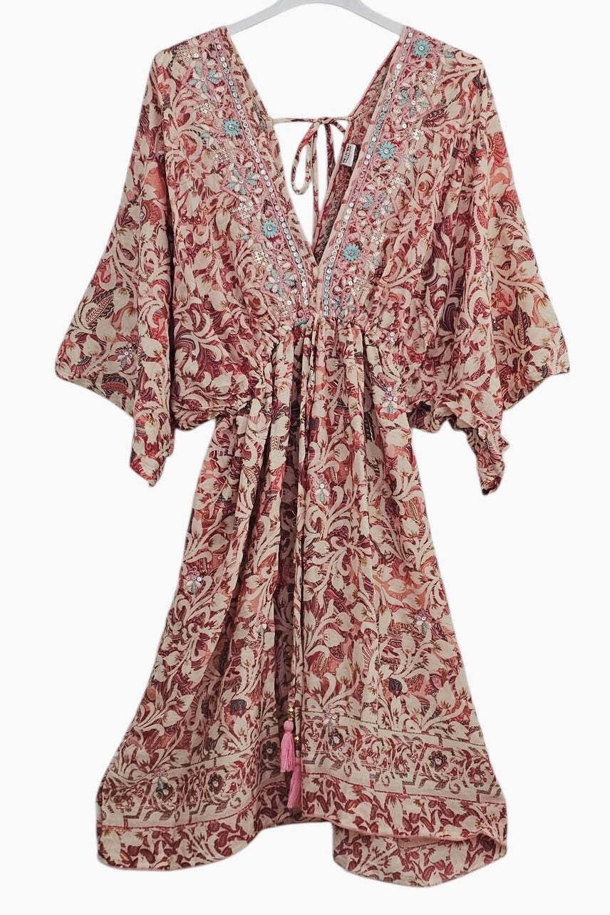 Silky short dress rose